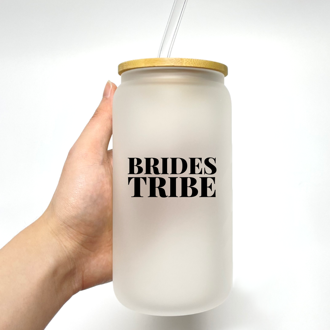 Brides Tribe 16oz glass tumbler I said yes