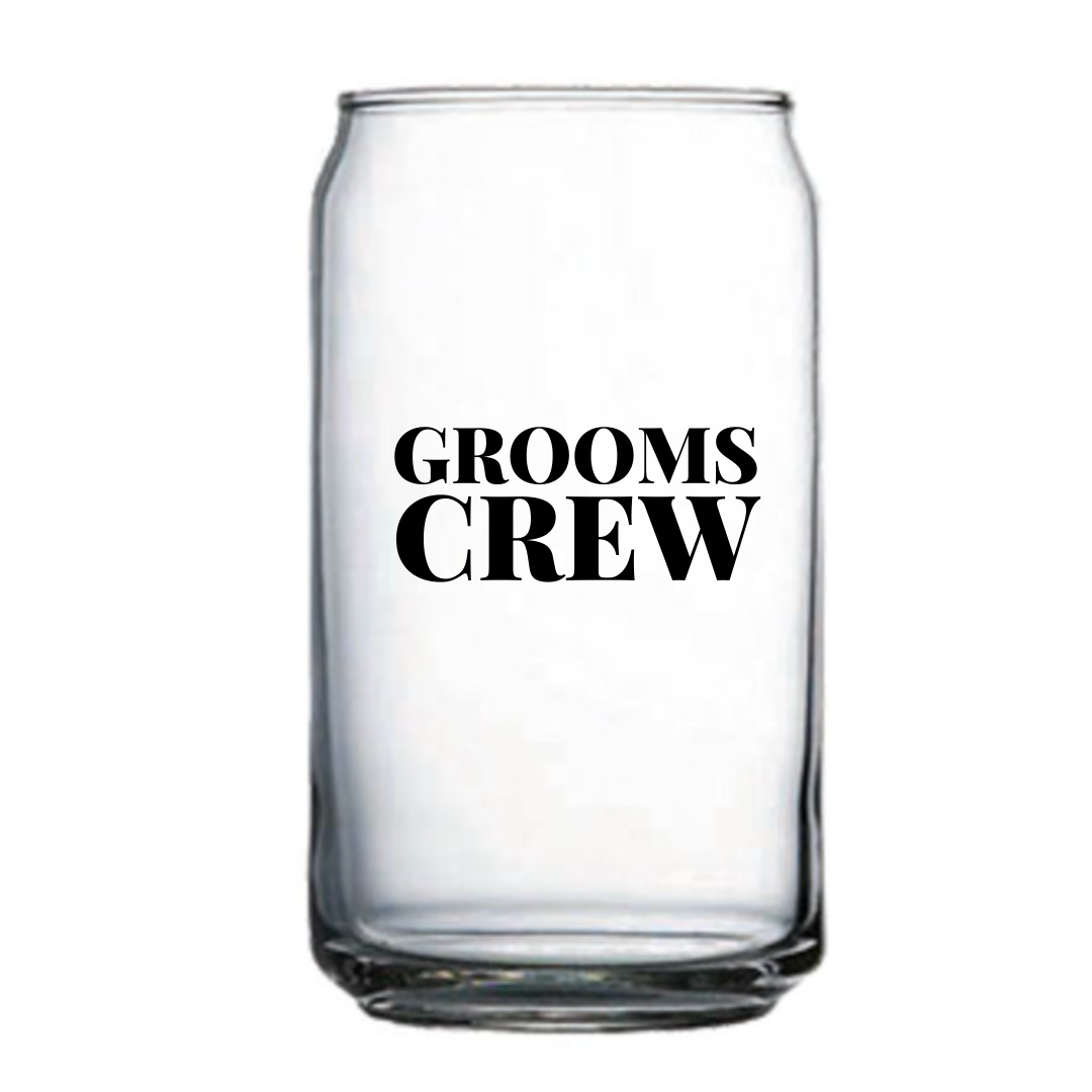 Grooms Crew 16oz Glass Tumbler I Said Yes