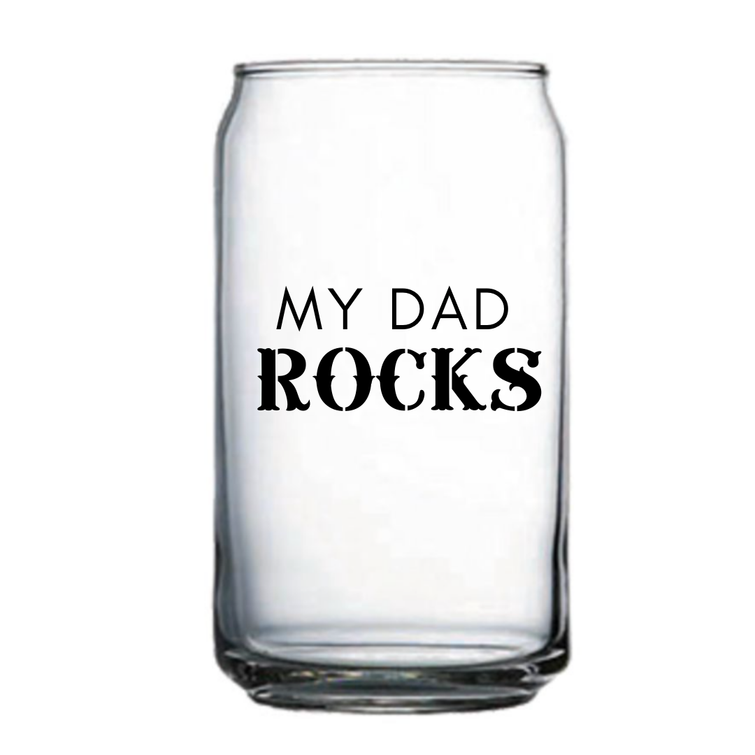 My Dad Rocks 16oz Whiskey Style Glass 