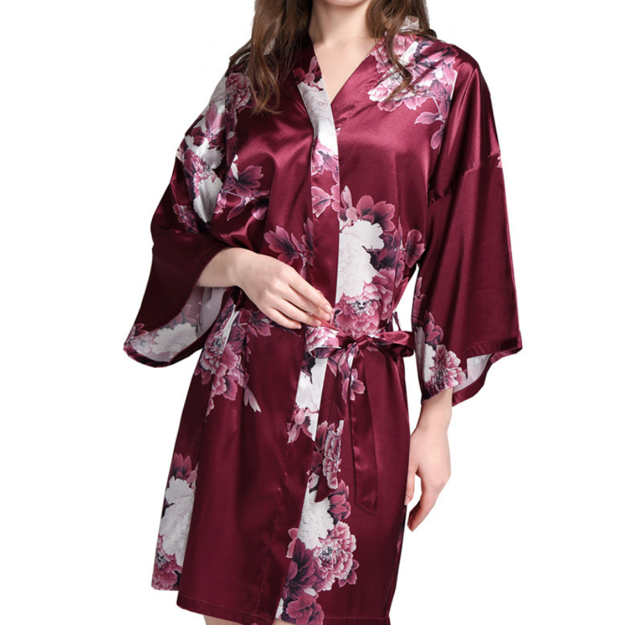 Floral Print Satin Robes