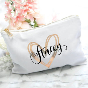 Cosmetic | Make Up Bag, Personalized with Gold Zip